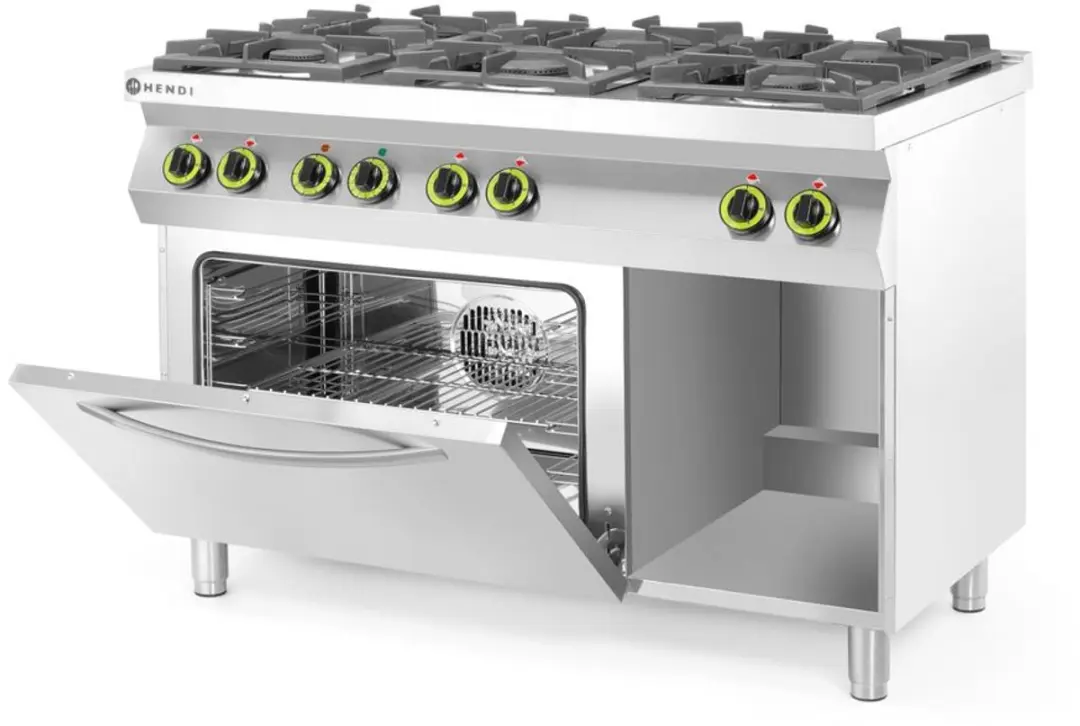 Hendi 6-pits Gasfornuis Kitchen Line 22589 - 28,5 kW - 1200x722x900mm