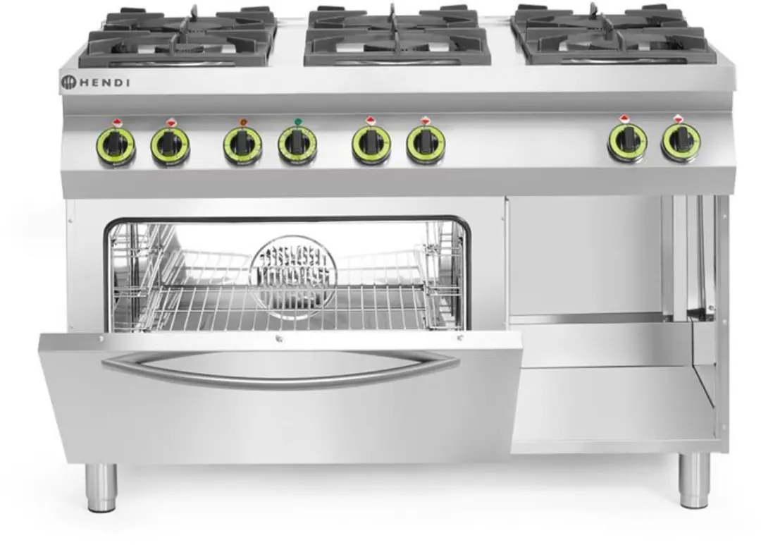 Hendi 6-pits Gasfornuis Kitchen Line 22589 - 28,5 kW - 1200x722x900mm - afbeelding 6 van 6