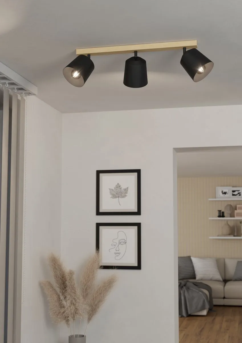 Eglo Cotorro Spot E27 - 3 Lichtpunten 84cm - Bruin/Zwart - afbeelding 6 van 6