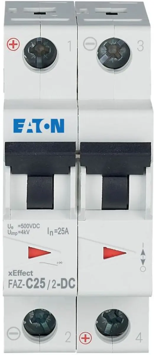 Eaton Vermogenschakelaar MCB 25A 2P C-karakteristiek DC