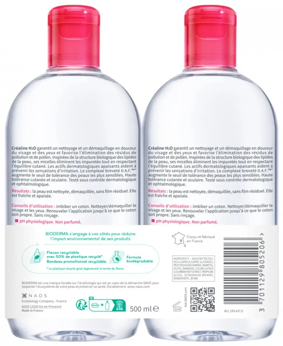 Bioderma Créaline H2O Micellair Water - 2x500ml
