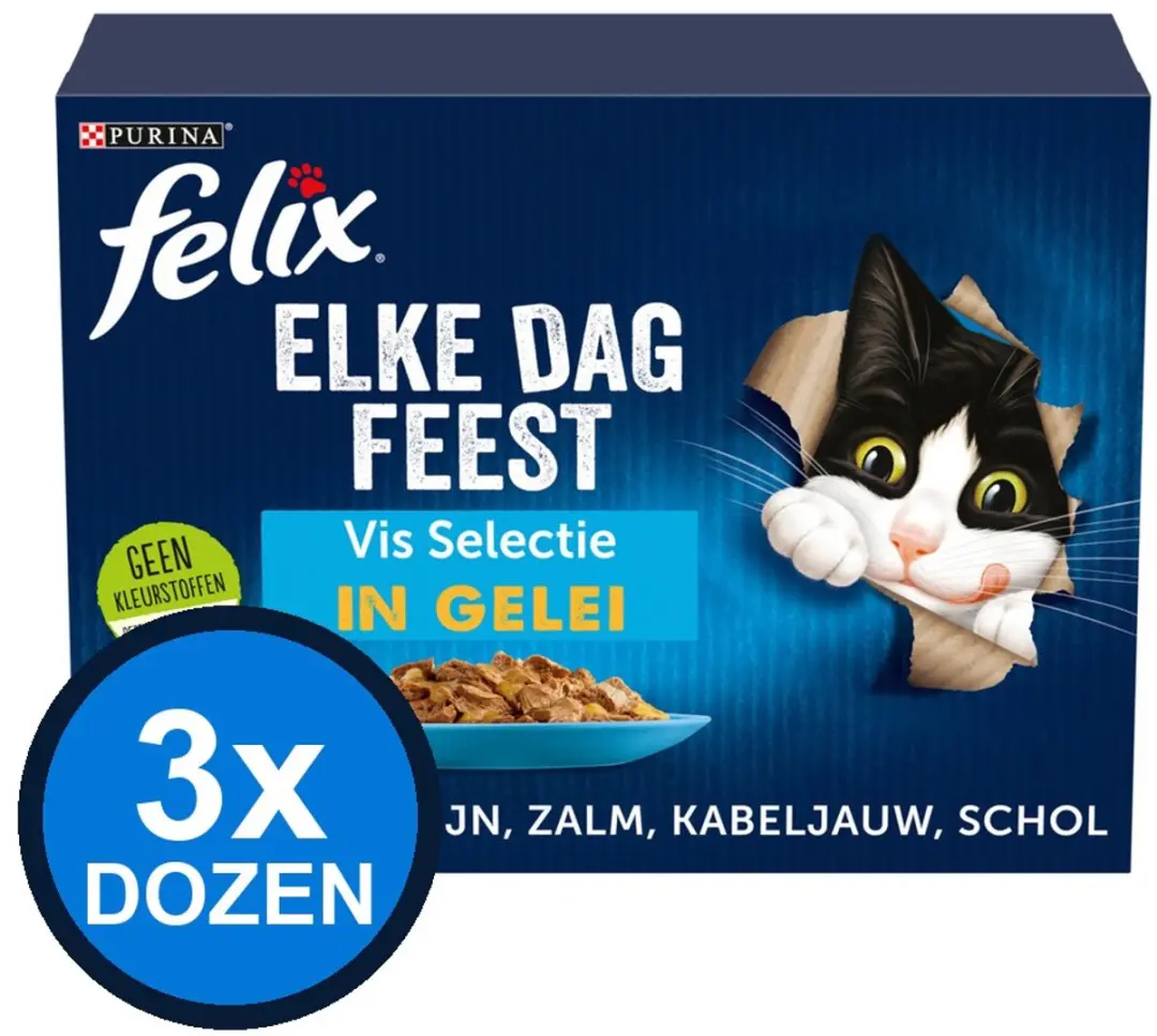 Felix Elke Dag Feest Vis Selectie in Gelei Kattenvoer