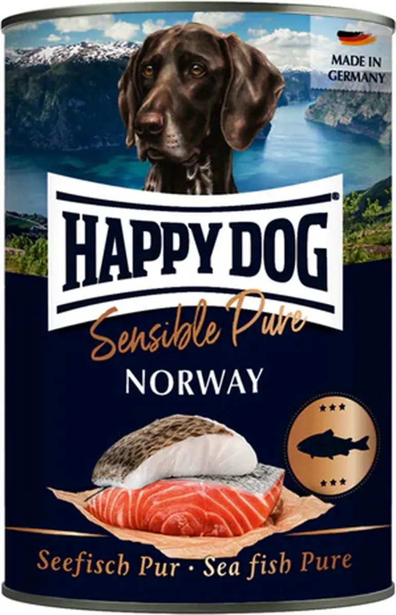 Happy Dog Norway Natvoer Zeevis 400g - 6 Stuks