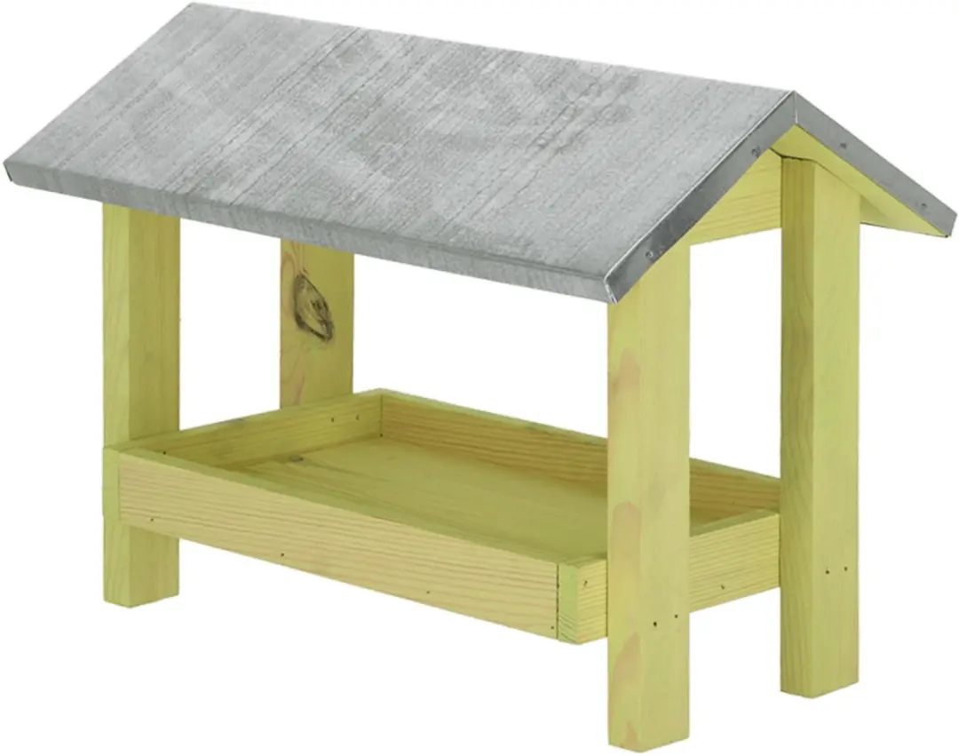 Esschert Design Grondvoedertafel met dak - Houtkleur