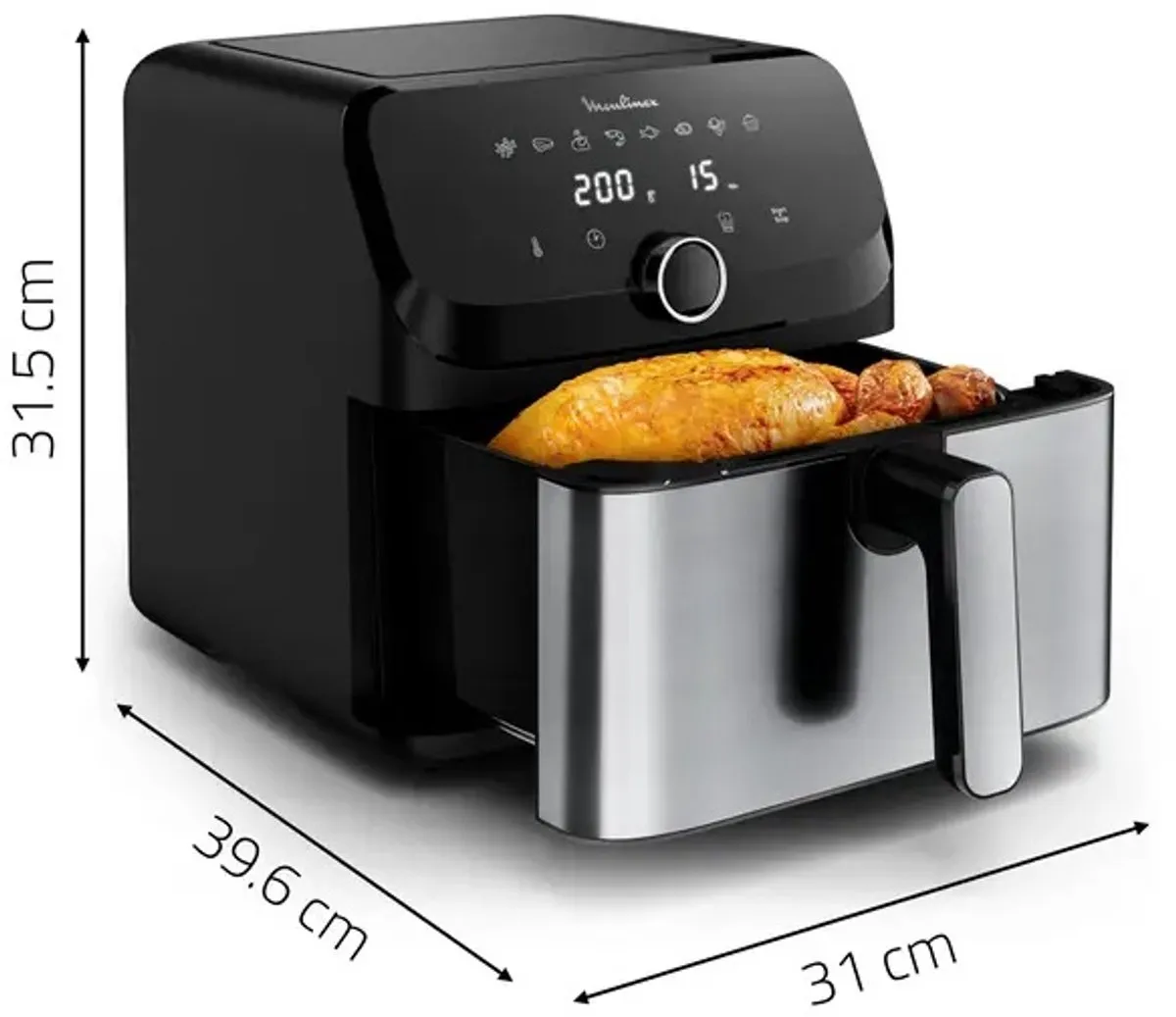 Moulinex Easy Fry Mega EZ855D20 Heteluchtfriteuse 7,5L - 8 Programma's - Zwart
