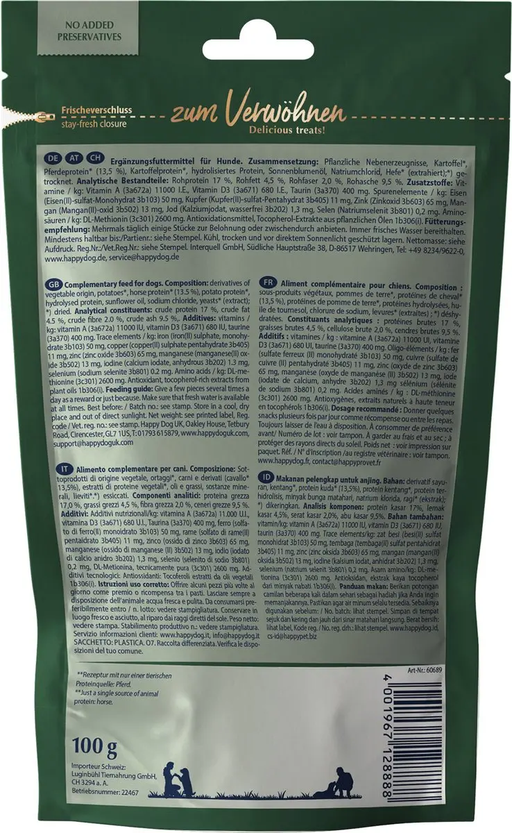 Happy Dog Snack Montana Paard 100g - 10 Stuks