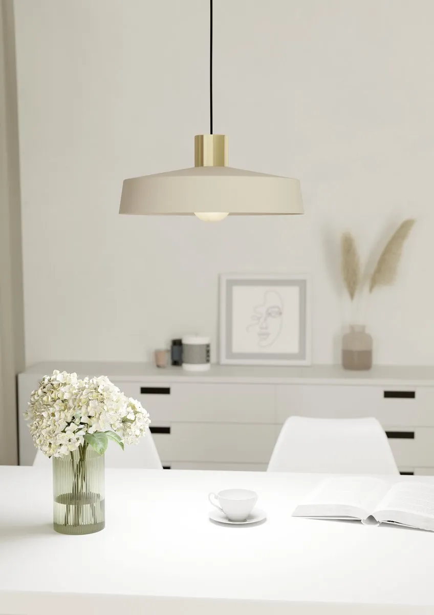 Eglo Valdiola Hanglamp Ø36cm - Beige/Goud - afbeelding 6 van 6