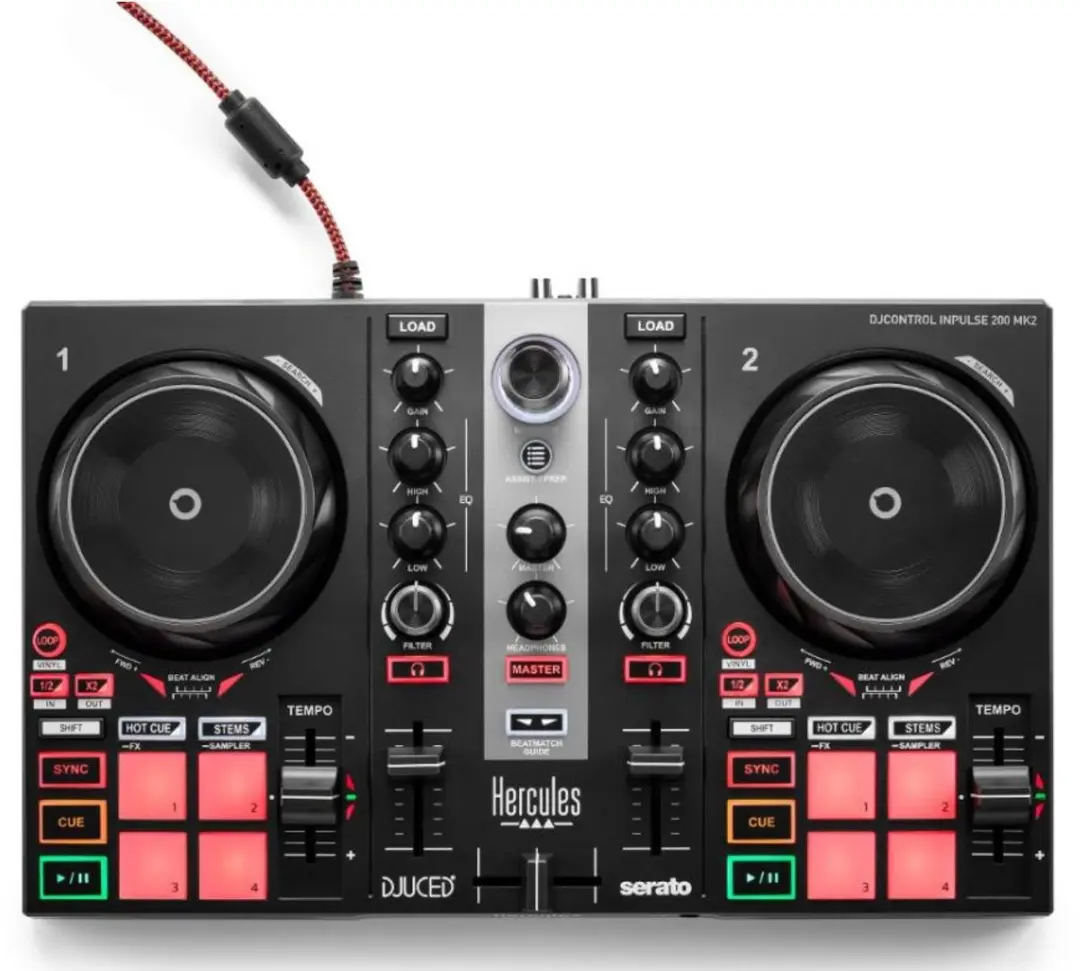 Hercules DJControl Inpulse 200 MK2 DJ Controller - 2 Kanalen - 16 Pads - Zwart