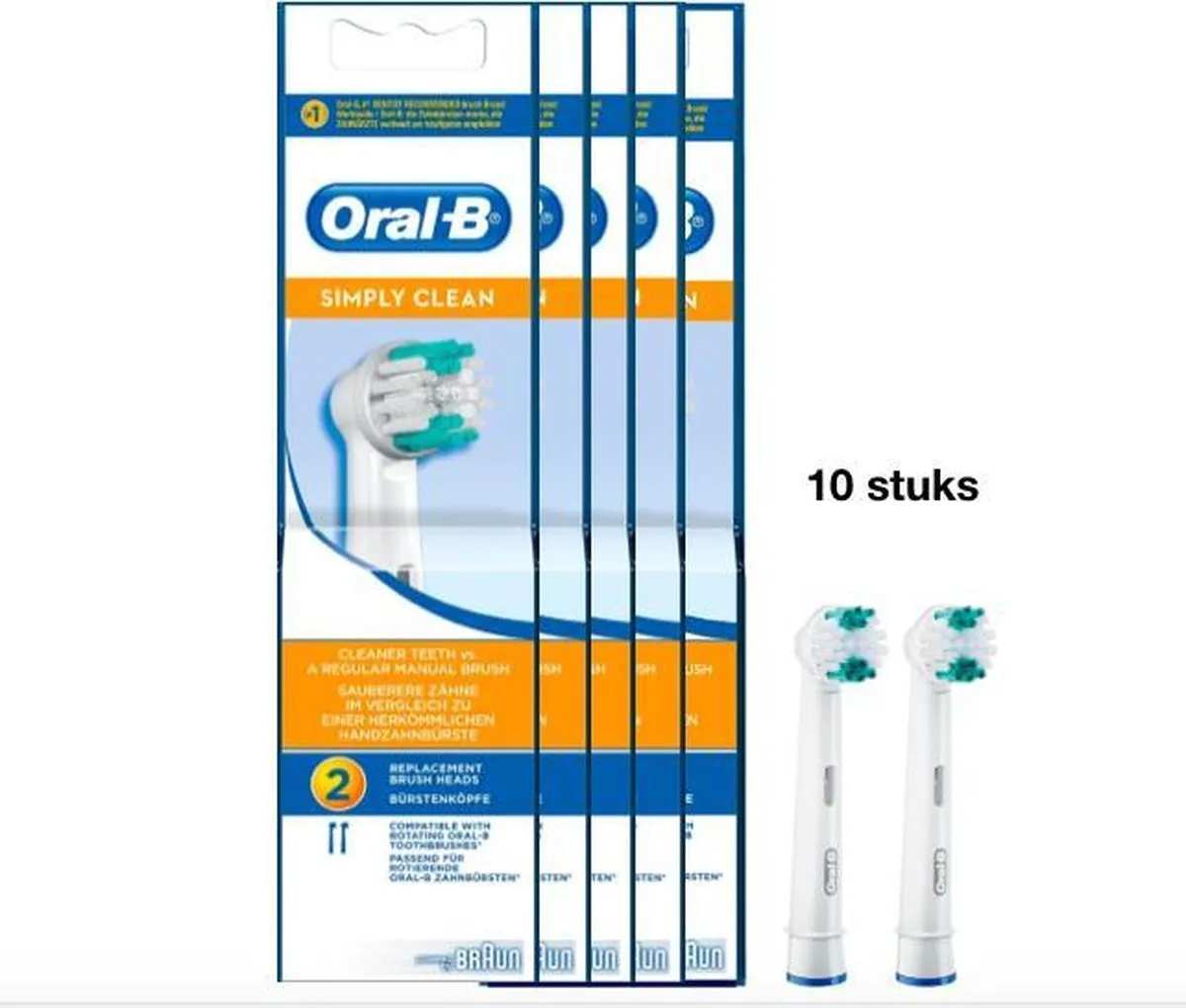 Oral-B Simply Clean Opzetborstels 10 Stuks - Wit