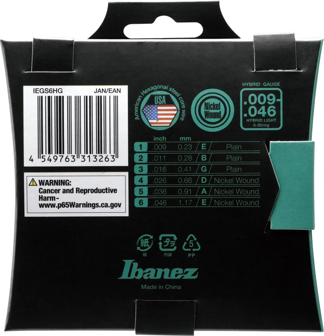 Ibanez IEGS6 HG Elektrische Gitaarsnaren 9-46 Nikkel - 6 Stuks