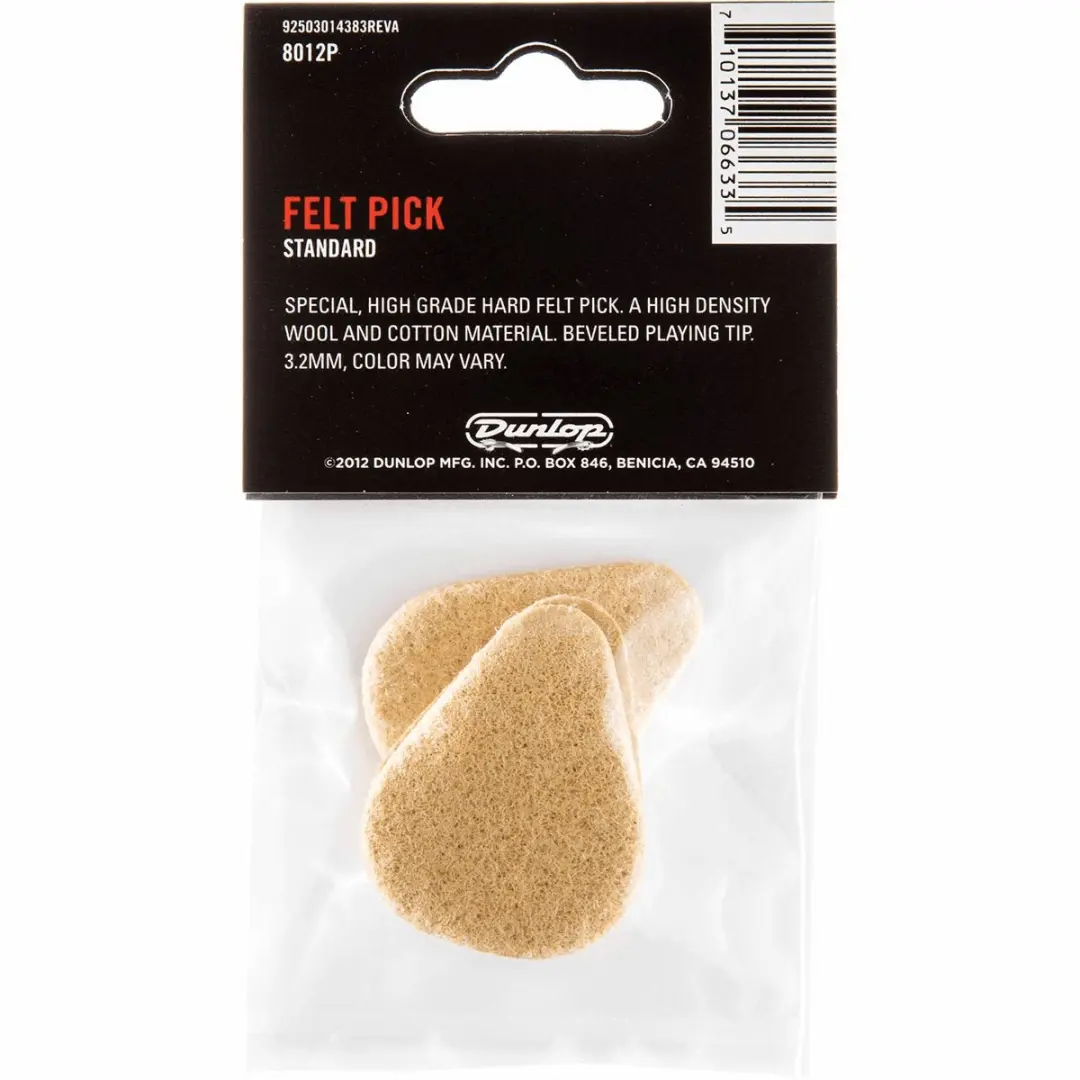 Dunlop 8012 Felt Plectrum - 12 Stuks - Multicolor