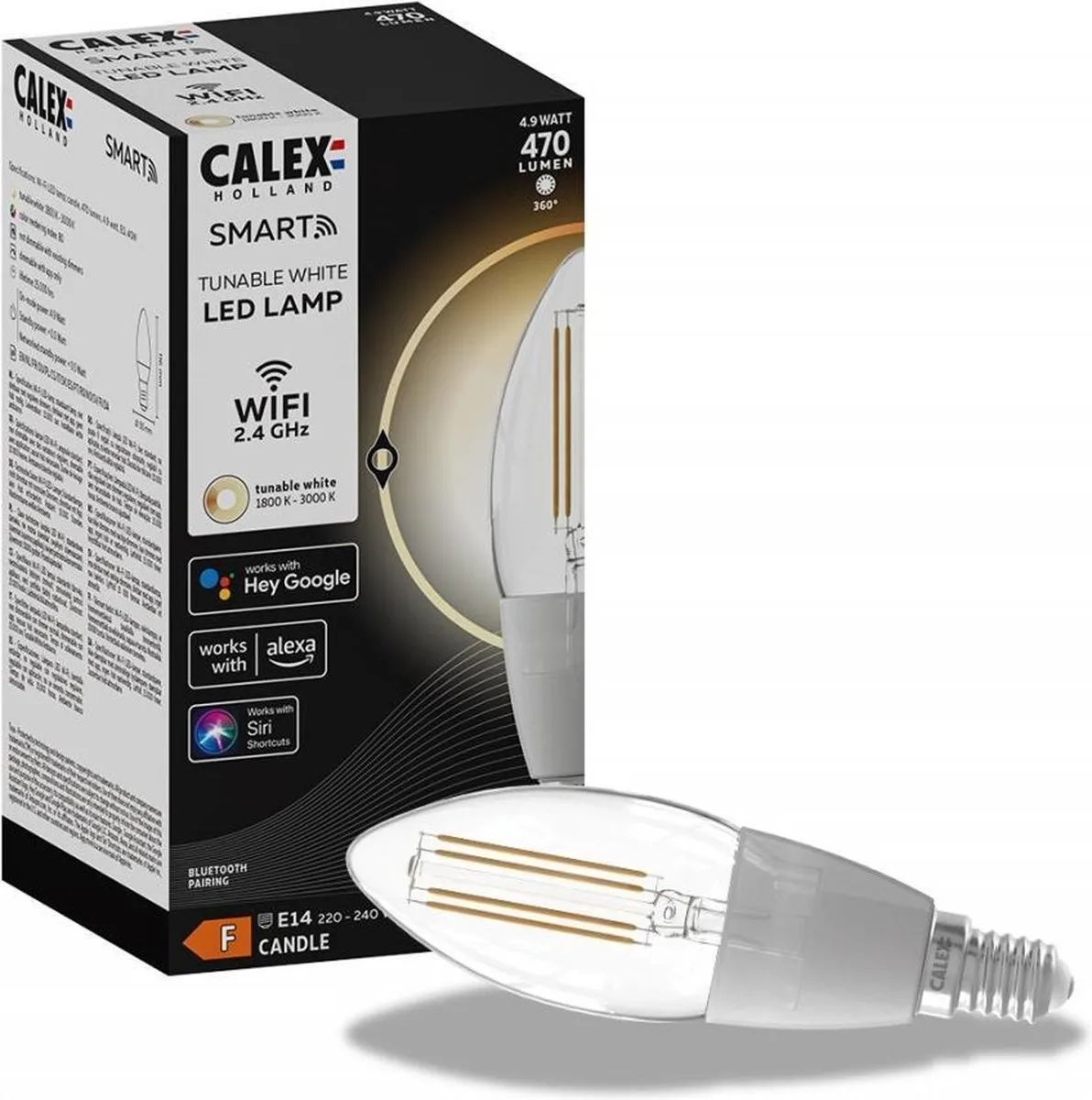 Calex Slimme LED Filamentlamp E14 - 4,9W - 1800K Warm Wit - afbeelding 6 van 6
