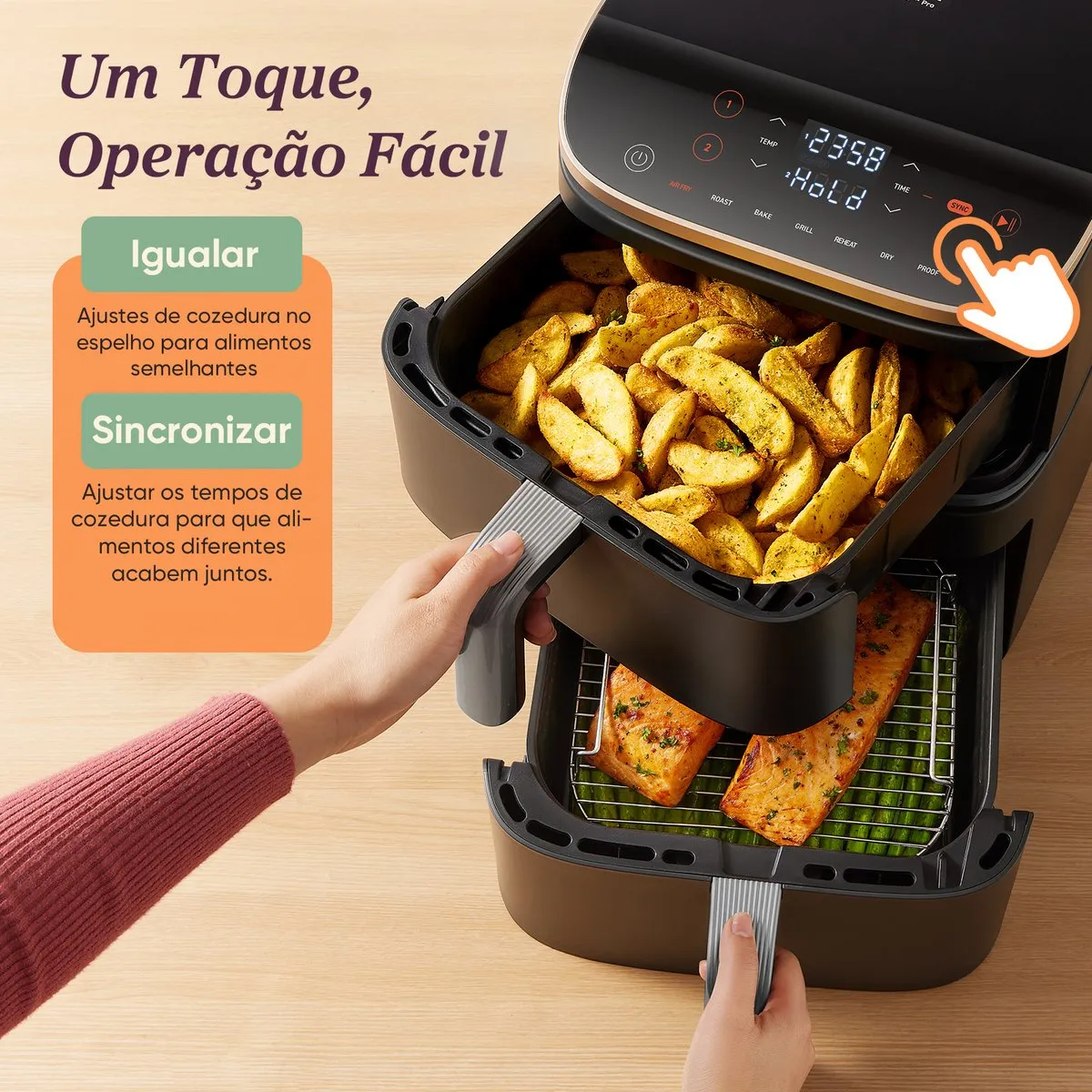 Cosori Turbo Tower Pro Smart Enkel 10,8L Vrijstaand Friteuse 2630W - Zwart/Goud