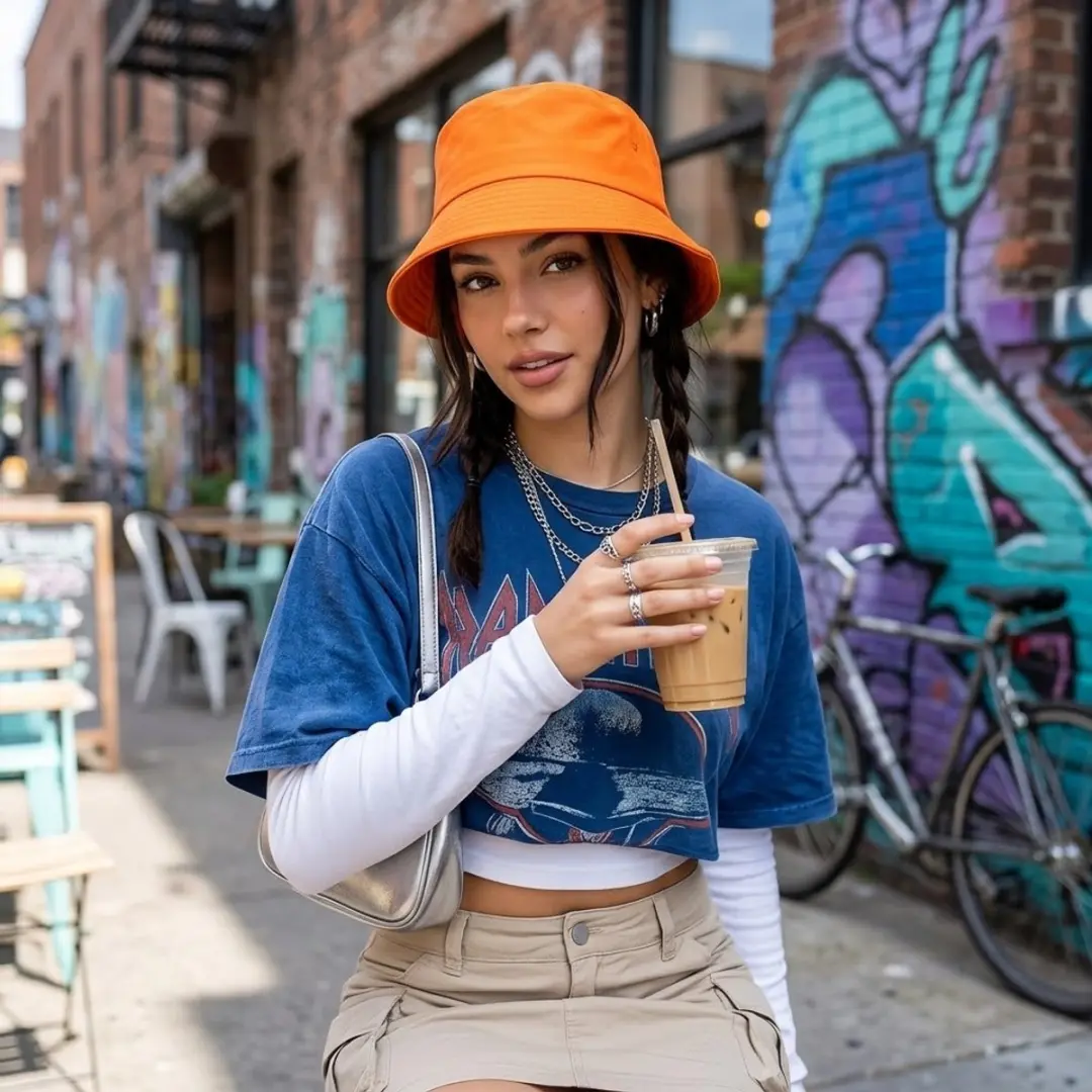 NUVEX Oranje Vissershoed - Y2K Stijl - Unisex