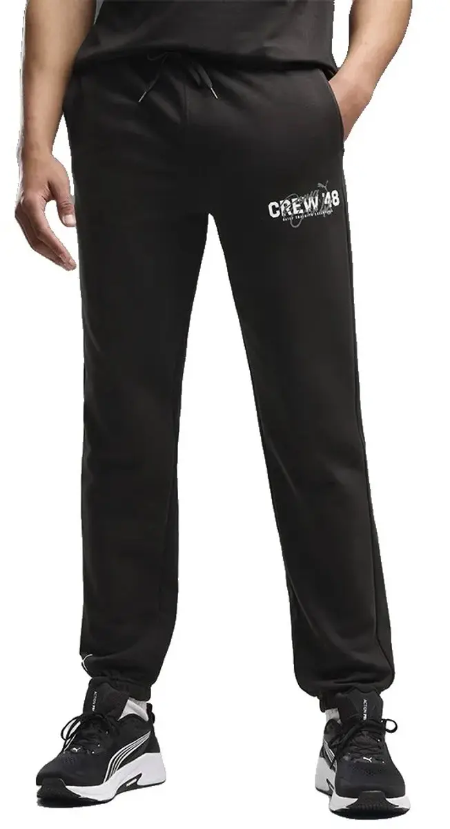PUMA Crew French Terry Trainingsbroek M - Zwart
