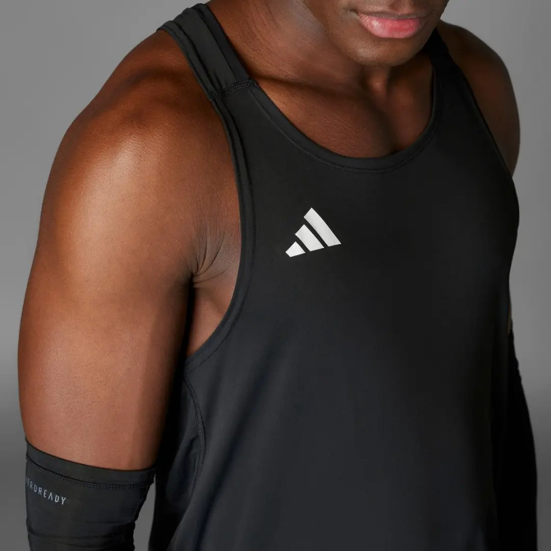 Adidas Adizero Tanktop Heren L - Zwart