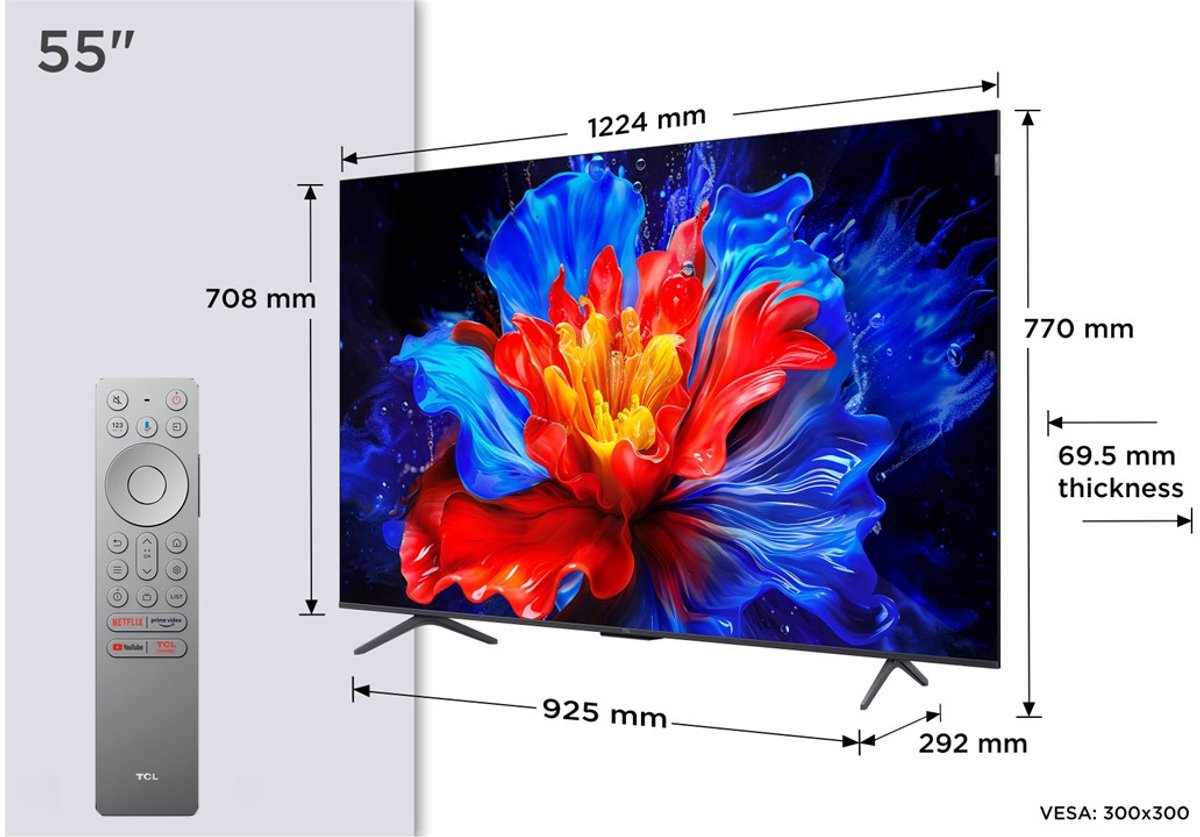 TCL 55QLED810K (2025) - 55 inch 4K UHD TV - Google TV - 144hz