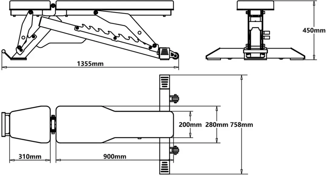 HMS L3150 Verstelbare Trainingsbank - 350 kg - Zwart