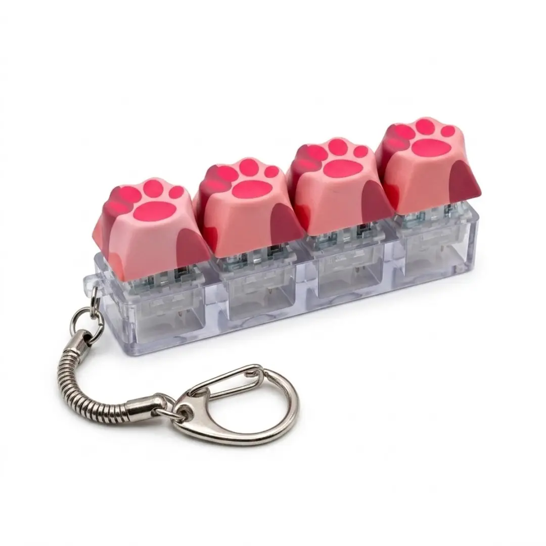 NUVEX Roze Kattenpoot Fidget Toy - Klikknoppen - Met Clip