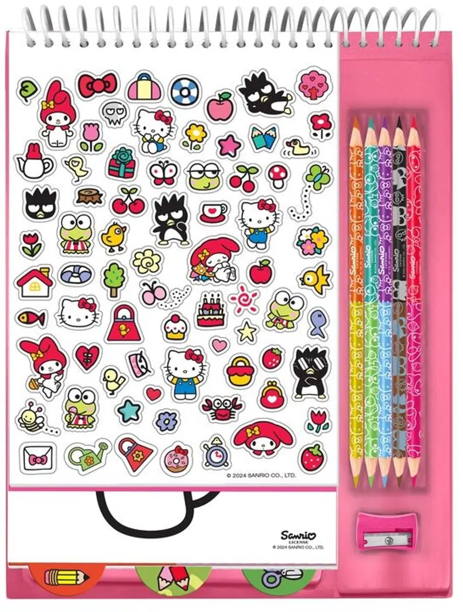 Hello Kitty Kleurset - Schetsboek met 5 Potloden & 300 Stickers