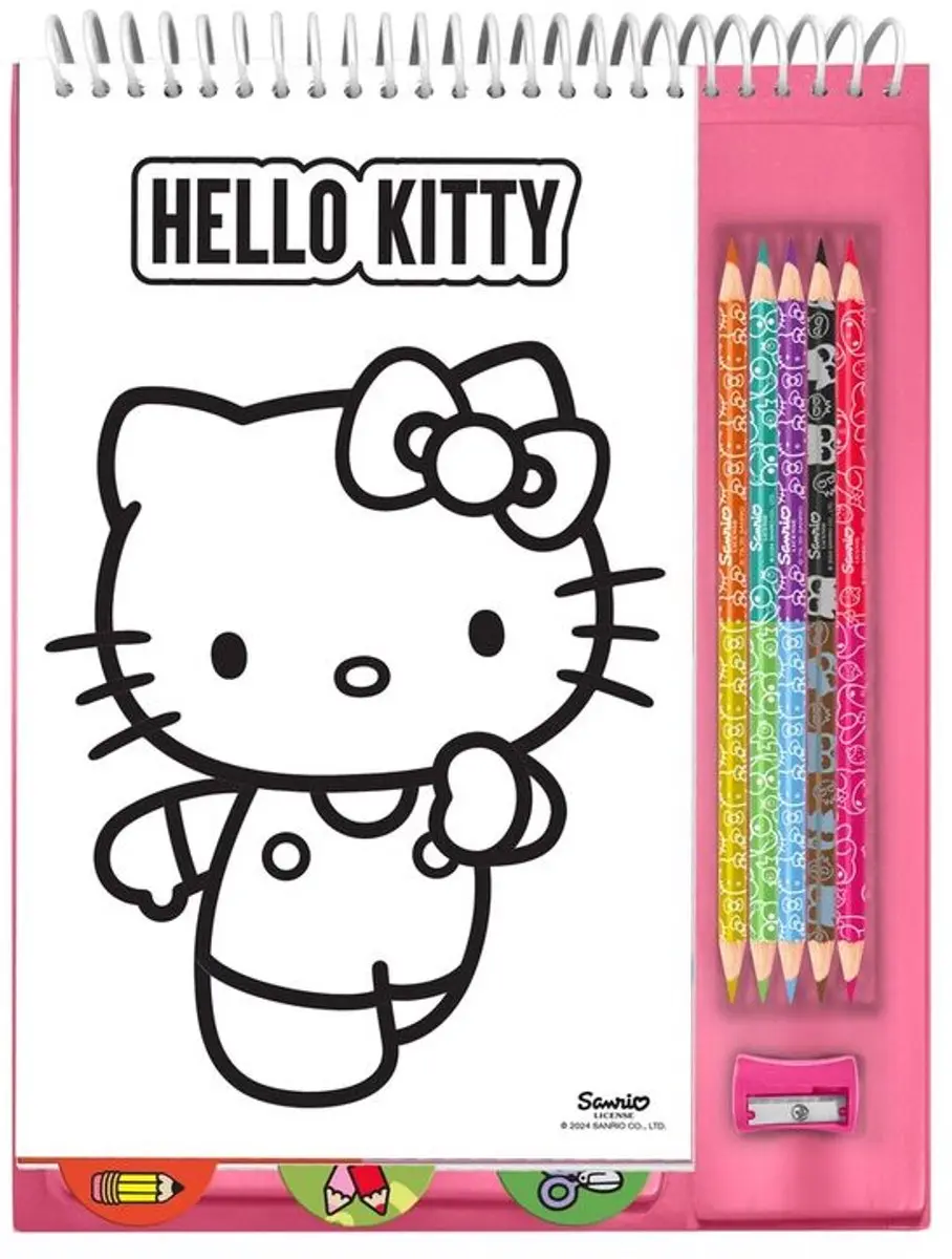 Hello Kitty Kleurset - Schetsboek met 5 Potloden & 300 Stickers