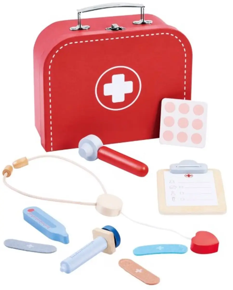 Playing Kids Houten Dokterset - Rood
