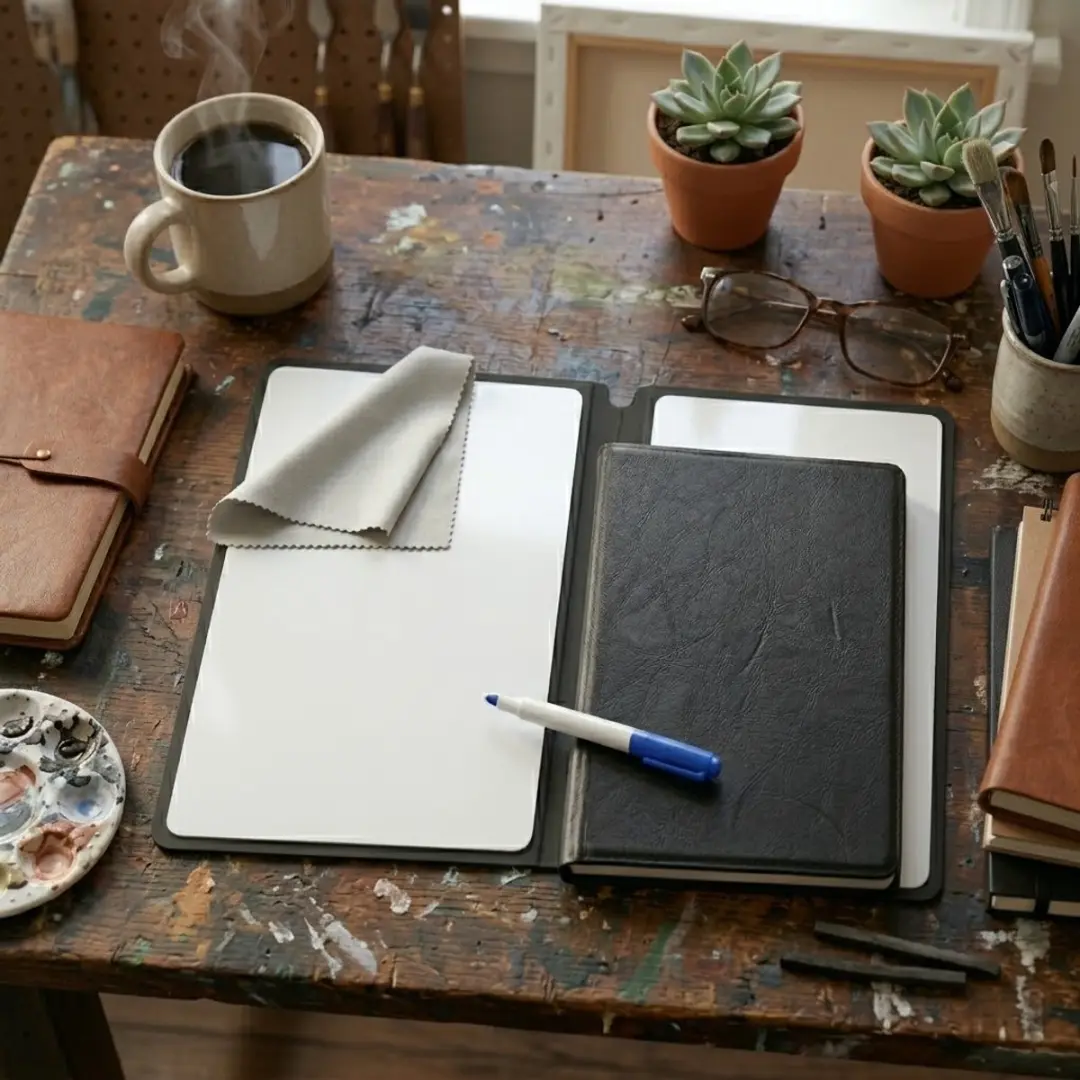 NuveX Draagbaar Whiteboard 24x17cm - Zwart - Pen set & spons