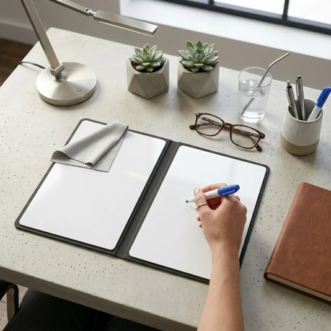 NuveX Draagbaar Whiteboard 24x17cm - Zwart - Pen set & spons