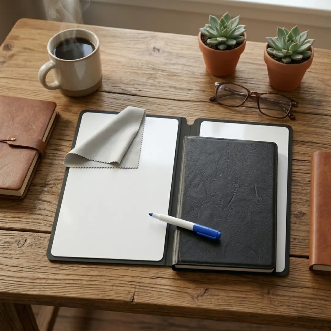 NuveX Draagbaar Whiteboard 24x17cm - Zwart - Pen set & spons