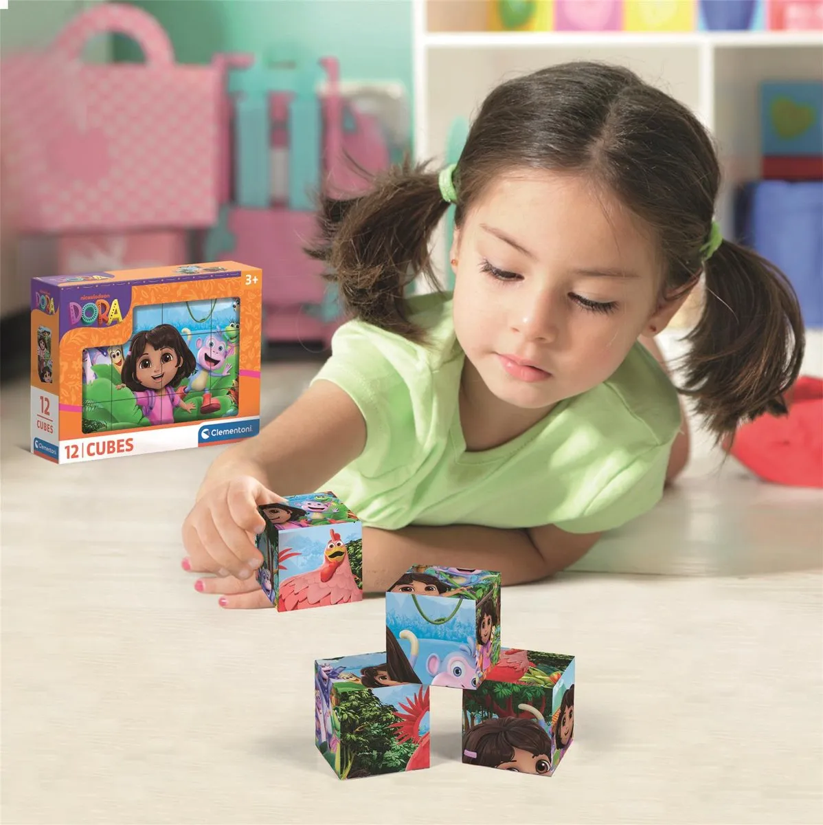 Clementoni Dora The Explorer 12 Blokken Puzzel - Multikleur - afbeelding 2 van 6
