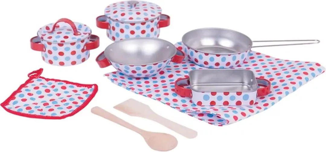 BIGJIGS Pannenset - 10-delig - Rood/Blauw