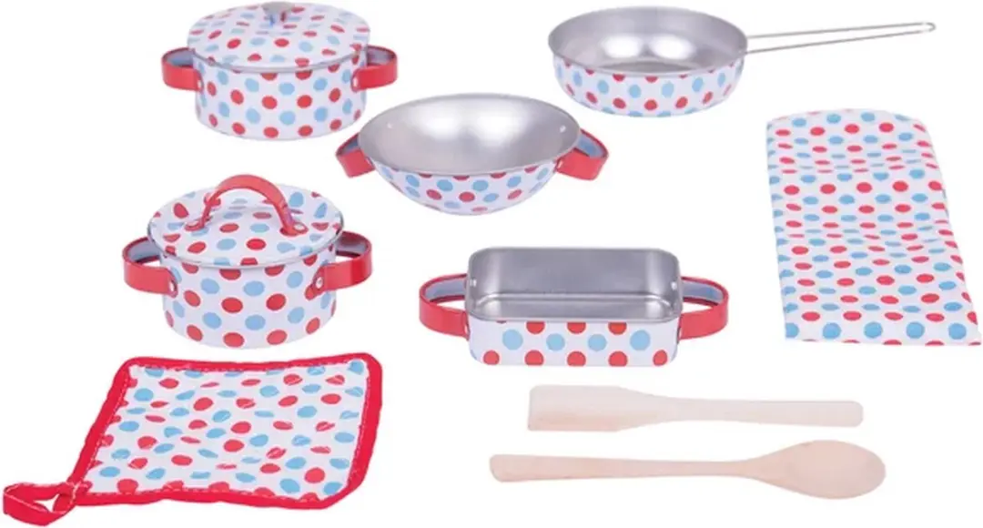 BIGJIGS Pannenset - 10-delig - Rood/Blauw