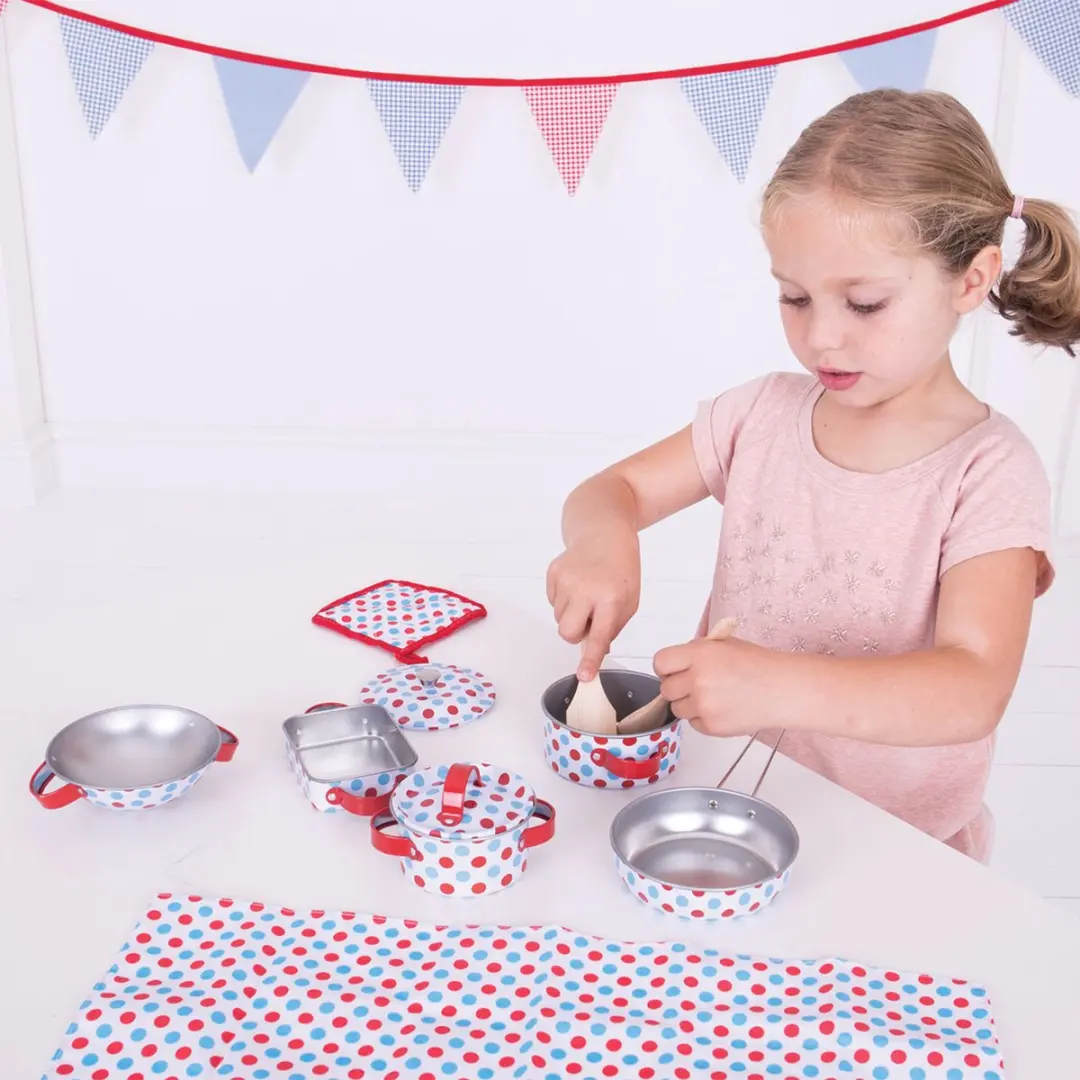 BIGJIGS Pannenset - 10-delig - Rood/Blauw