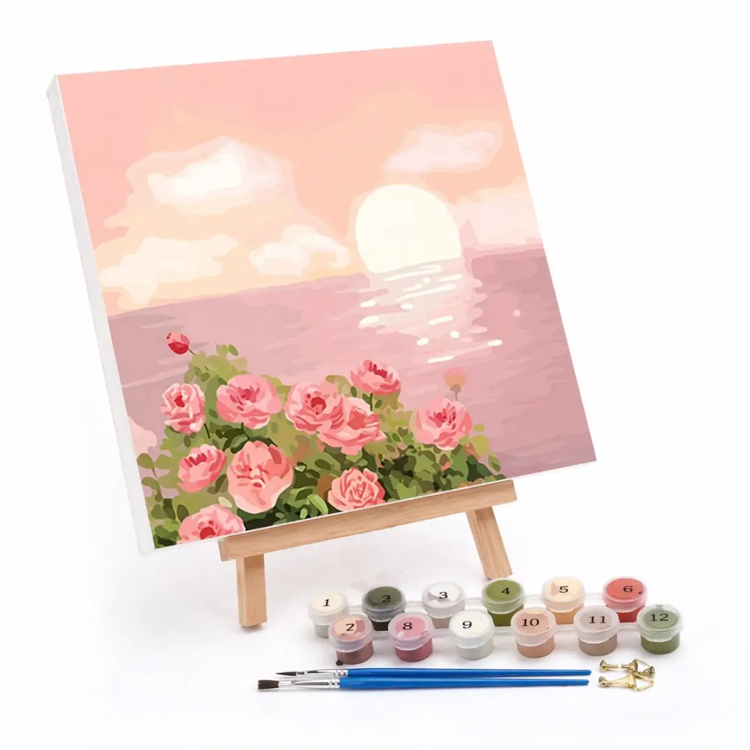 NUVEX Roze Schilder-op-Nummer Set Landschap Bloemen
