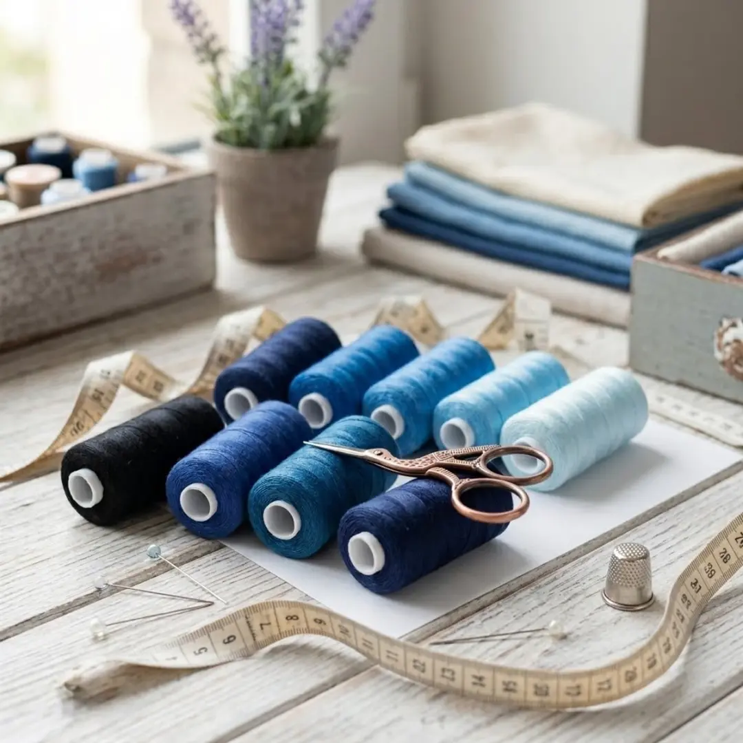 NuveX Naaigaren Set 10 Delig - Blauw/Zwart/Lichtblauw