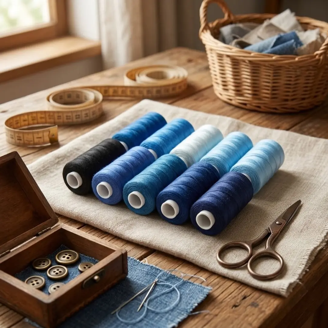 NuveX Naaigaren Set 10 Delig - Blauw/Zwart/Lichtblauw