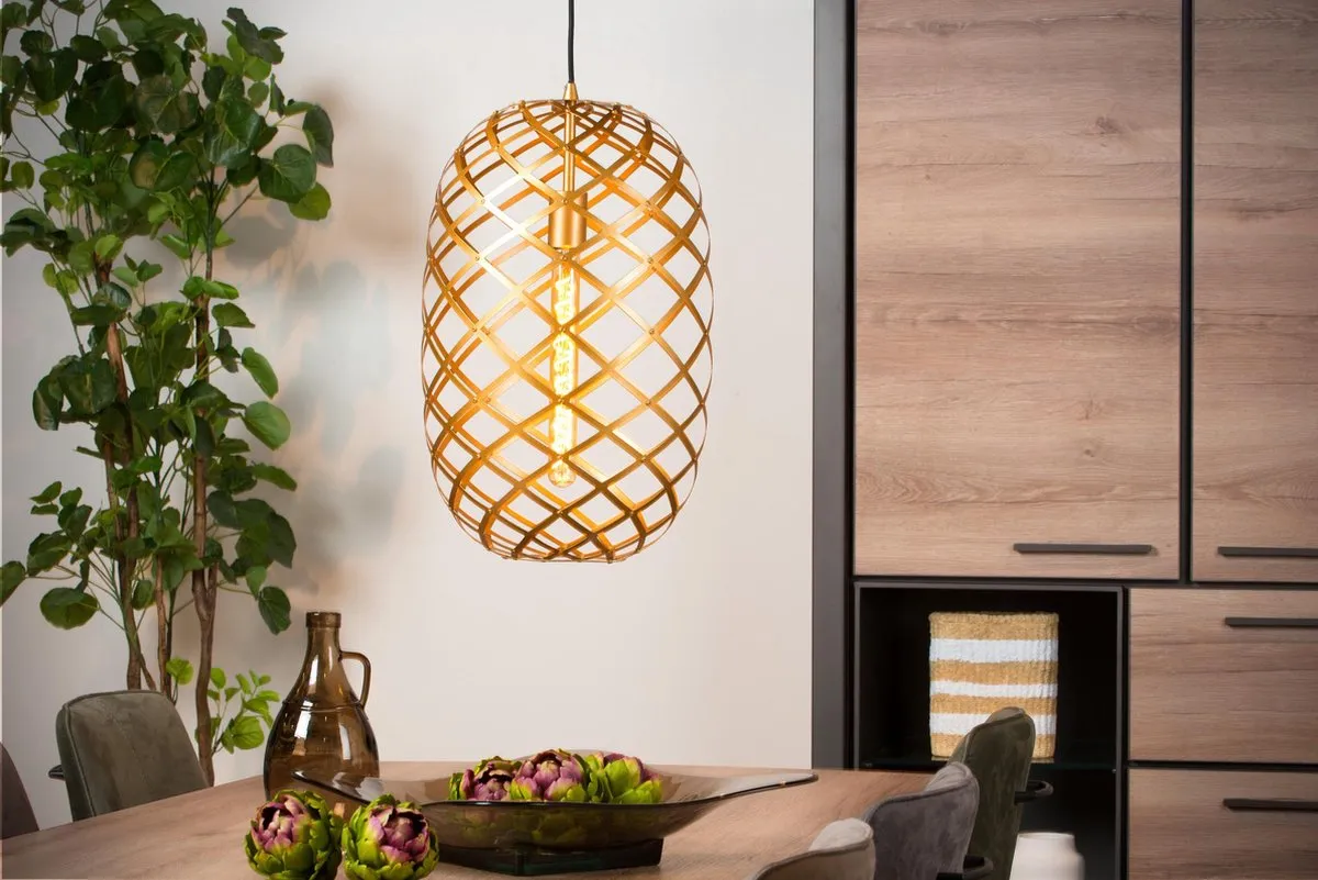 Lucide Wolfram Hanglamp Ø32cm - Mat Goud/Messing