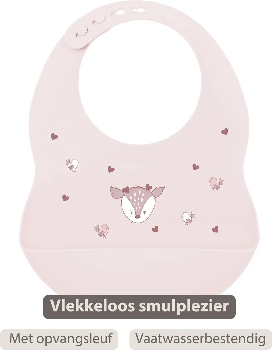 Nattou Mealtime Slabbetje met Opvangbakje 28cm - Roze