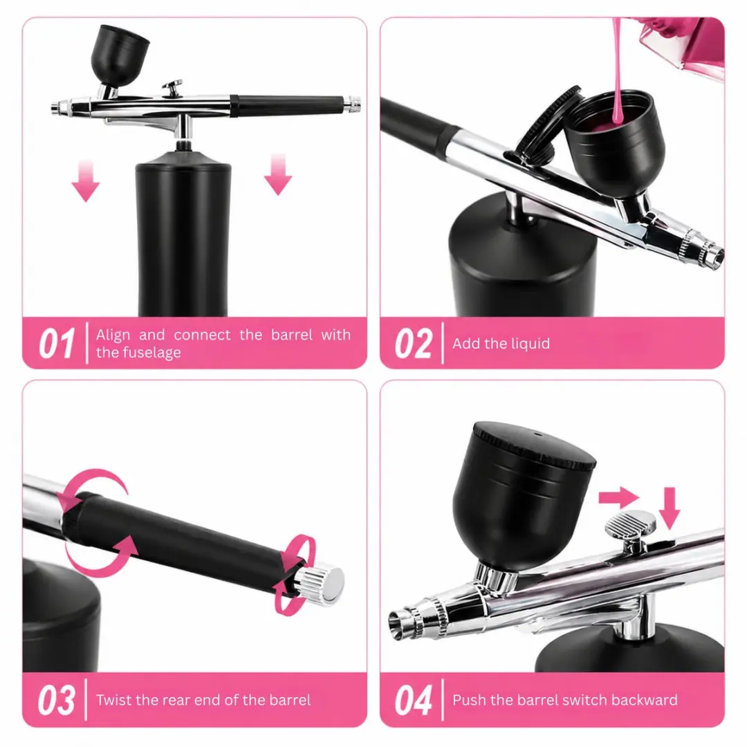 Guardian Beauty Airbrushset met Compressor - Zwart