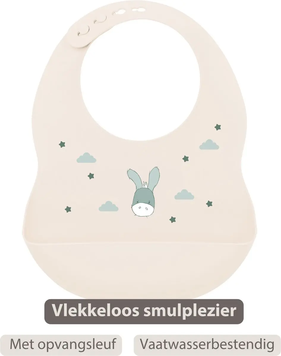 Nattou Mealtime Slabbetje met Opvangbakje 28cm - Zand