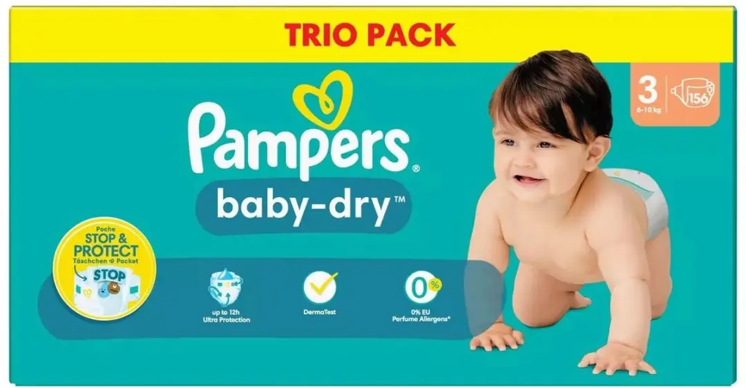 Pampers Baby-Dry Luiers Maat 3 156 Stuks