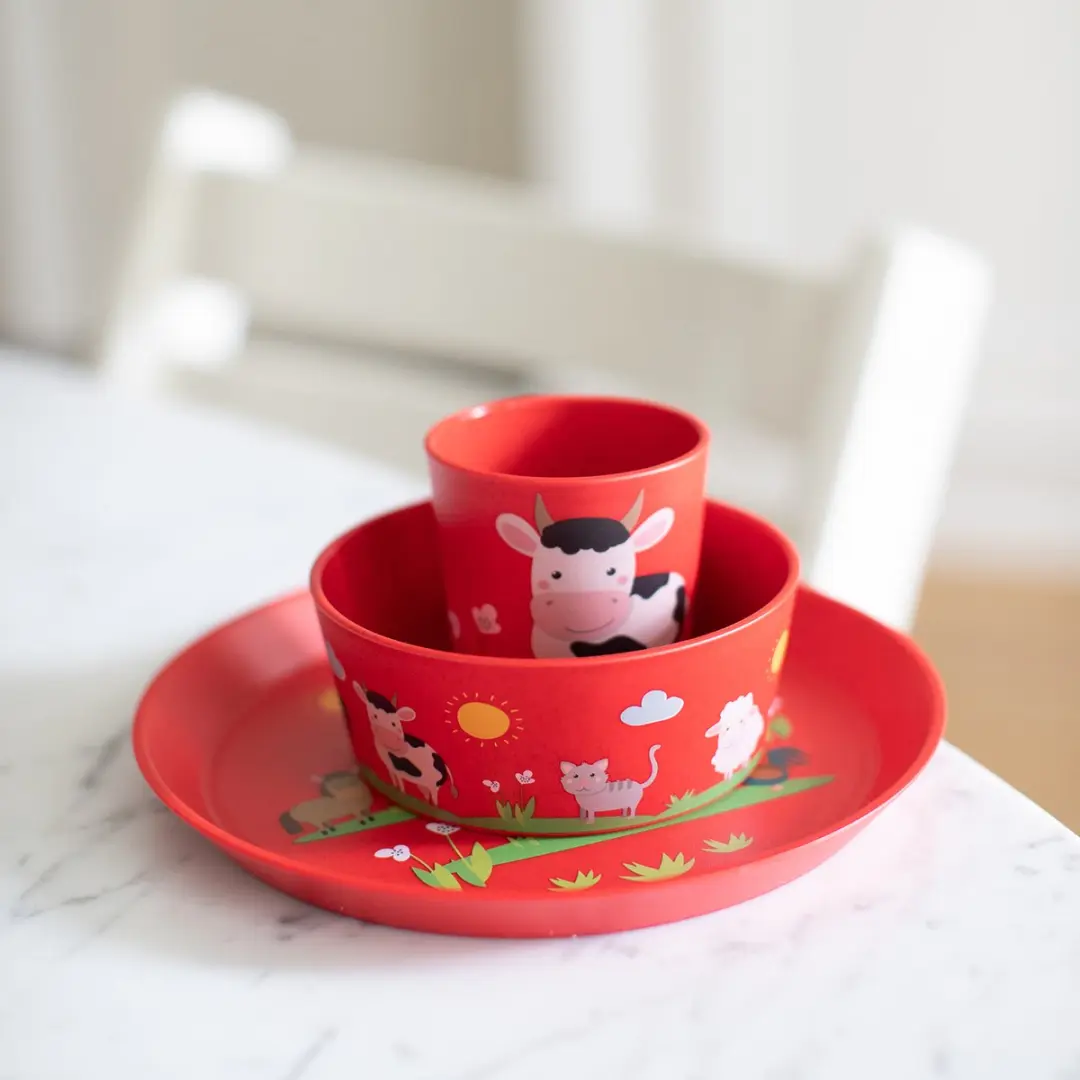 Koziol Kinderservies Connect Farm 3-delig - Rood - afbeelding 4 van 6