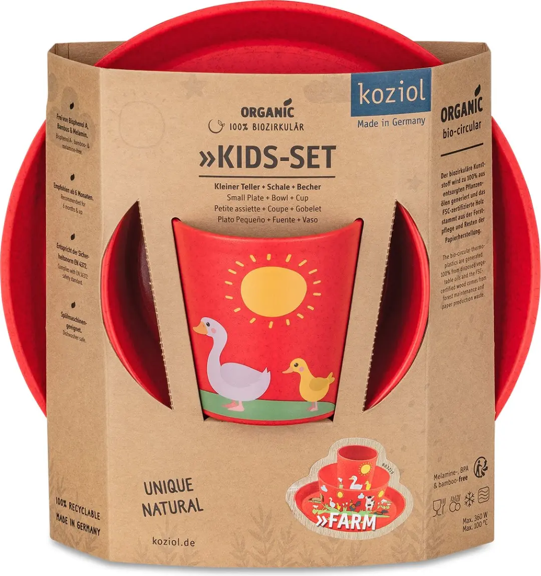 Koziol Kinderservies Connect Farm 3-delig - Rood - afbeelding 6 van 6