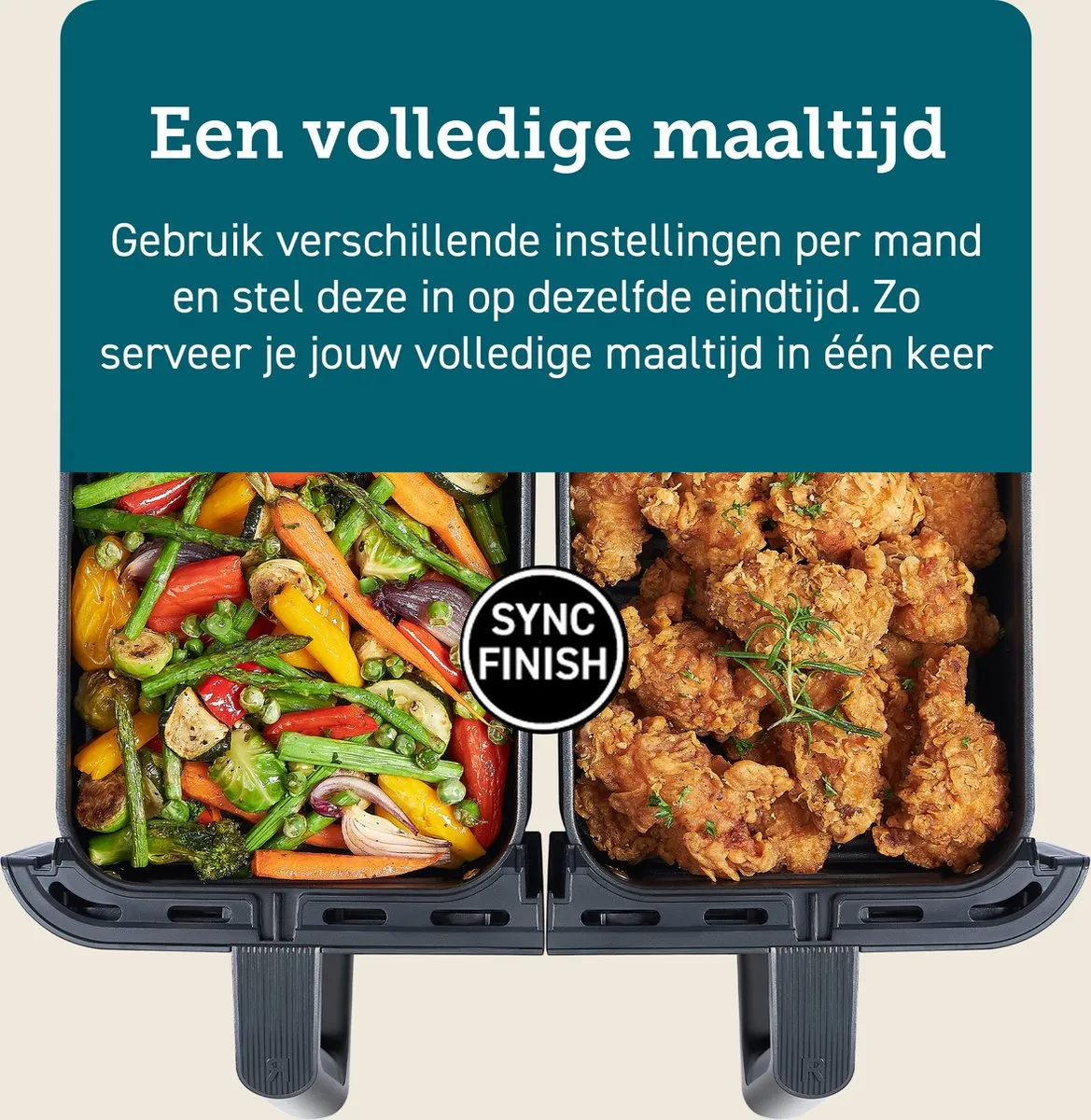 Cosori XXL Dual Basket airfryer - 8.5L inhoud - 2 Gelijke Manden - 6 Programma's - Met Venster - Zwart