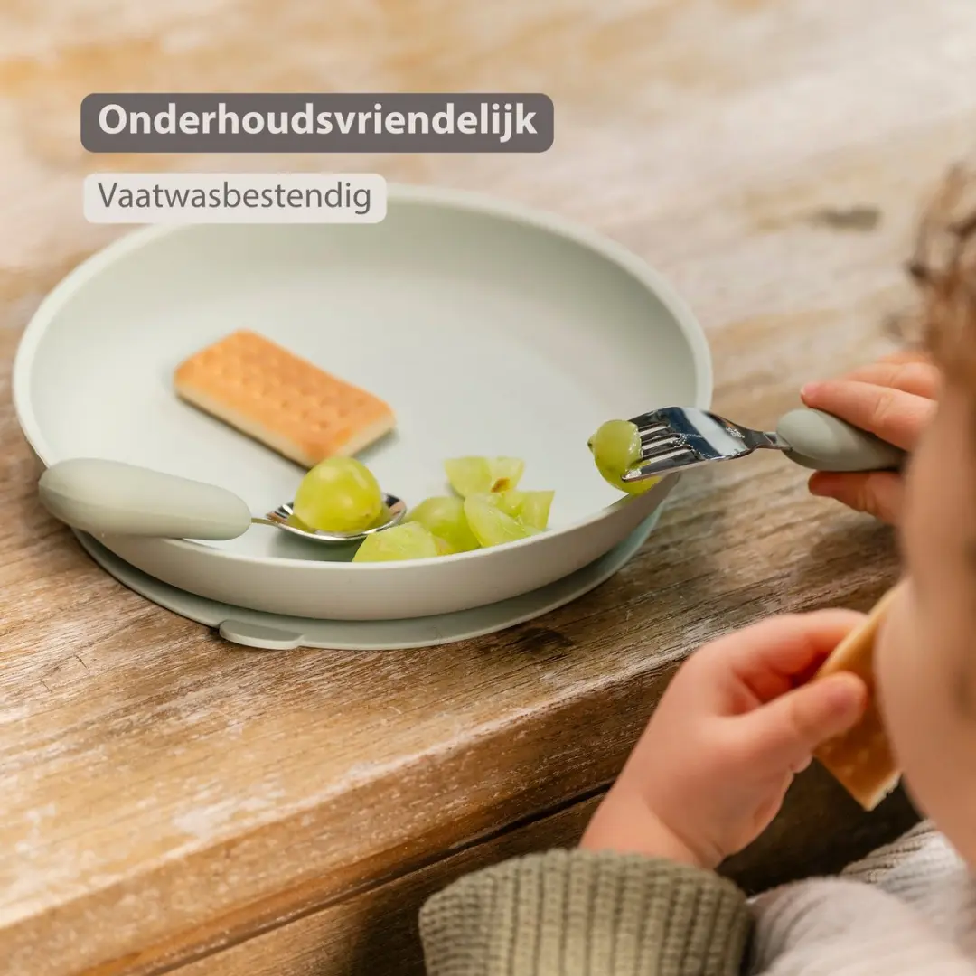 Nattou Mealtime Baby Bestekset - Lepel & Vork 12cm - Lindegroen