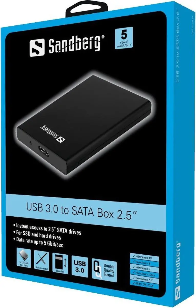 Sandberg USB 3.0 naar SATA Box 133-89 - Zwart - afbeelding 4 van 4