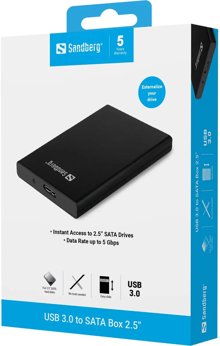 Sandberg USB 3.0 naar SATA Box 133-89 - Zwart - afbeelding 2 van 4