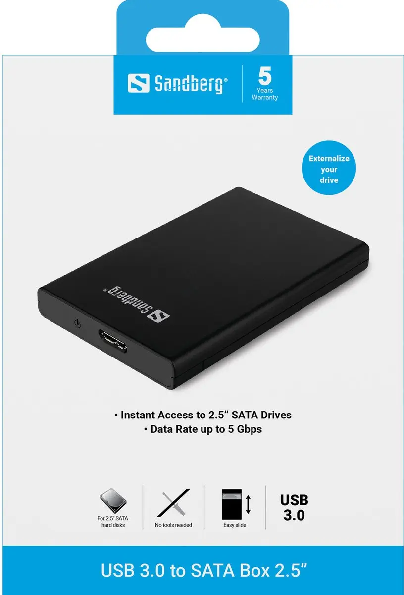 Sandberg USB 3.0 naar SATA Box 133-89 - Zwart - afbeelding 3 van 4