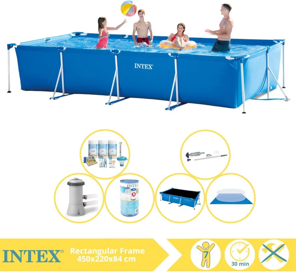 Intex 28273NP Opzetzwembad 450x220x84cm - Blauw/Wit