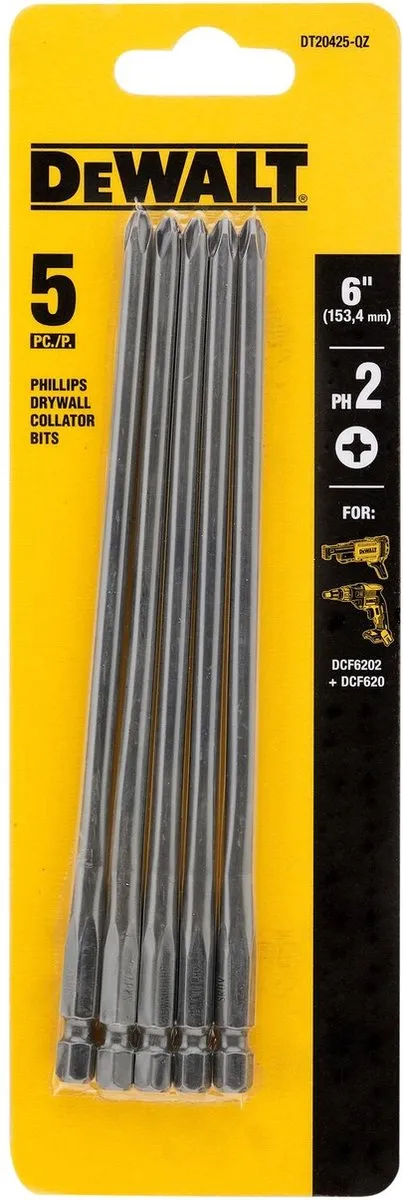 DeWalt DT20425-QZ Schroefbit Gipsplaat PH2x156mm - 5 Stuks